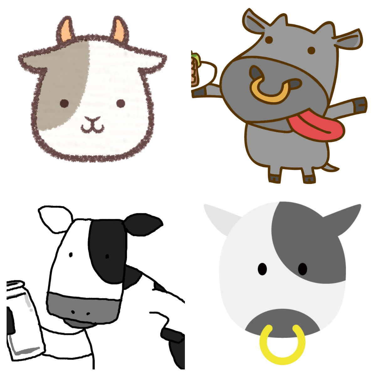 牛のキャラクター大集合！年賀状用から有名アニメまで全部あげてみた
